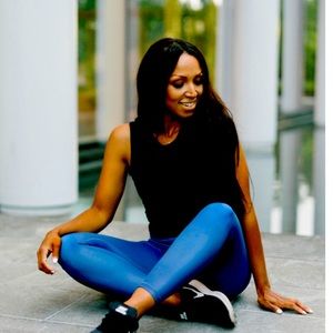 NWT Zyia Blue Metallic light n tight 24’ size 6-8